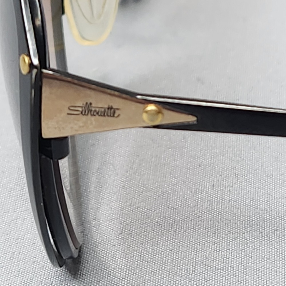 Vintage Silhouette Eyeglasses Black Gold Rare Unique Sunglasses Frames Only - Picture 5 of 10